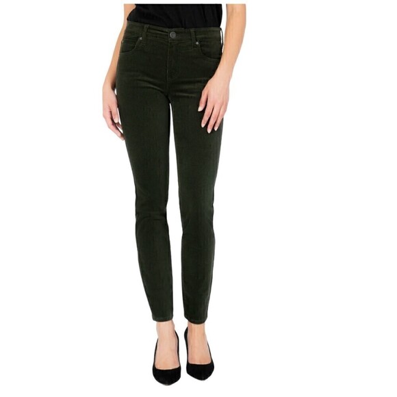 Kut From The Kloth Diana Stretch Skinny Green Corduroy Size 14 - Picture 1 of 8